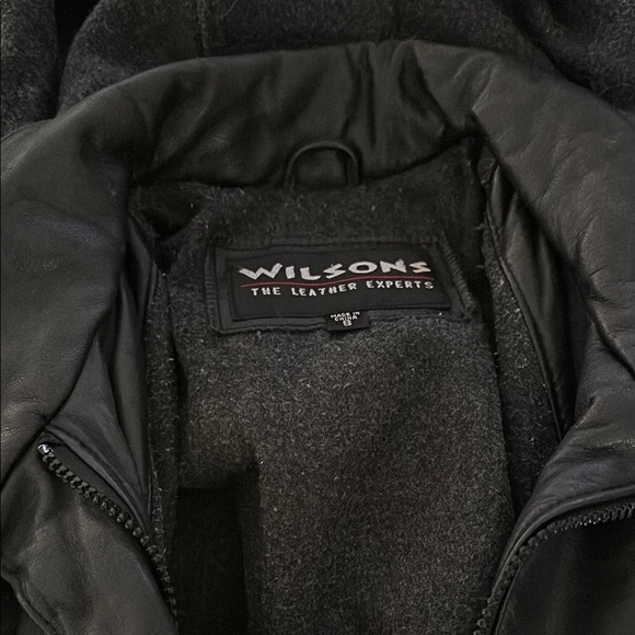 Black Leather Jacket with Hood - Picture 2 of 4